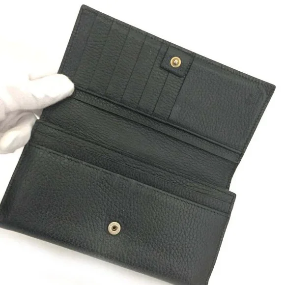 Gucci Black Leather Continental Wallet with Gold Logo - Picture 5 of 8